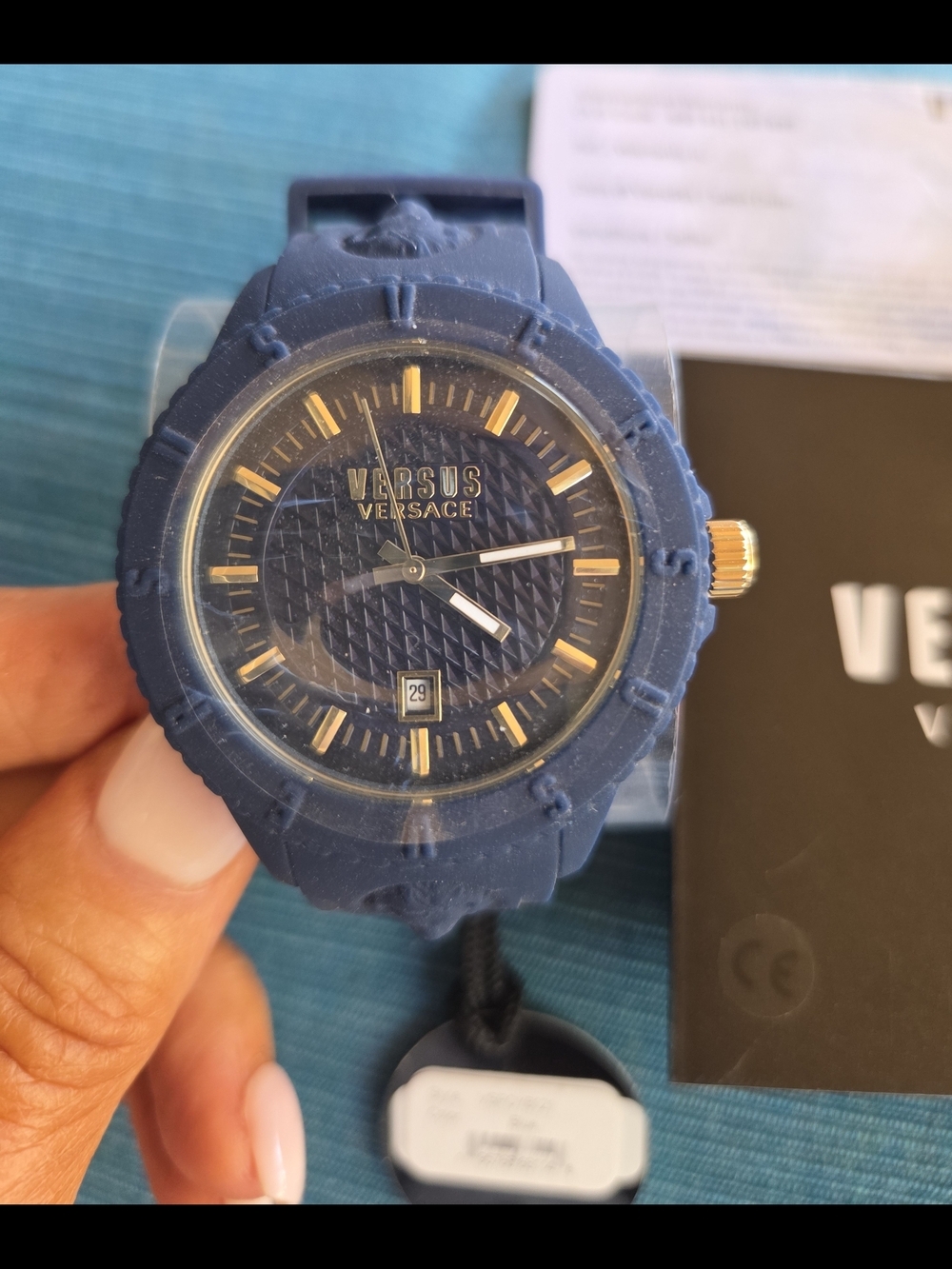 Versus Versace Black and Teal Accessory Set with Gold Accents